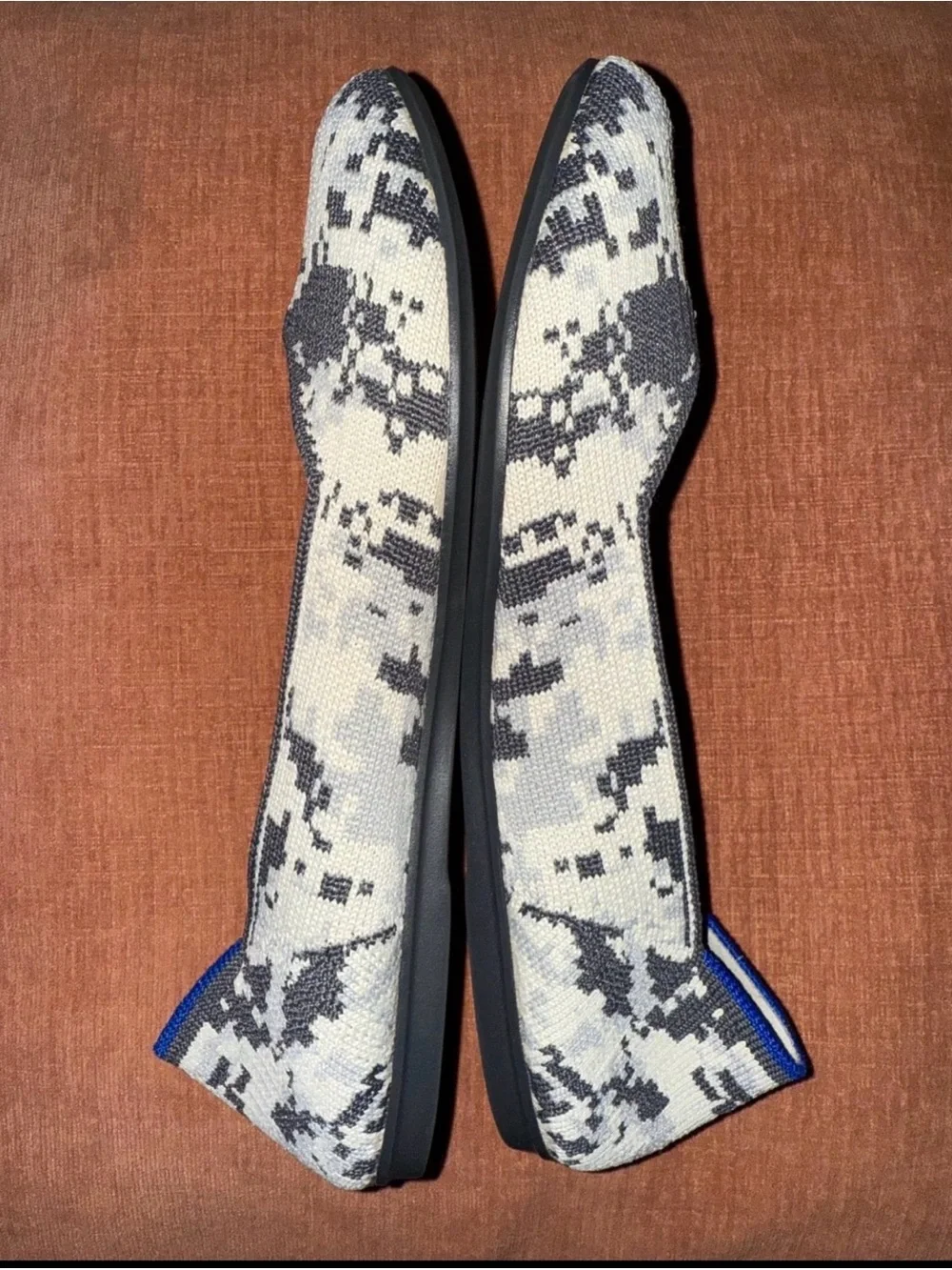 Rothy's Gray & Black Pixel Knit Flats